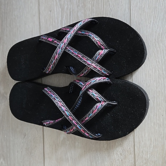 Teva Women's Black and Pink Sandals Slide Shoes Sz 9 Shoes - Picture 3 of 10